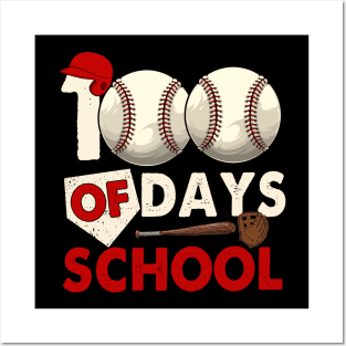 Retro 100 Days Of School Baseball, 100th Day Of School Teacher Posters and Art